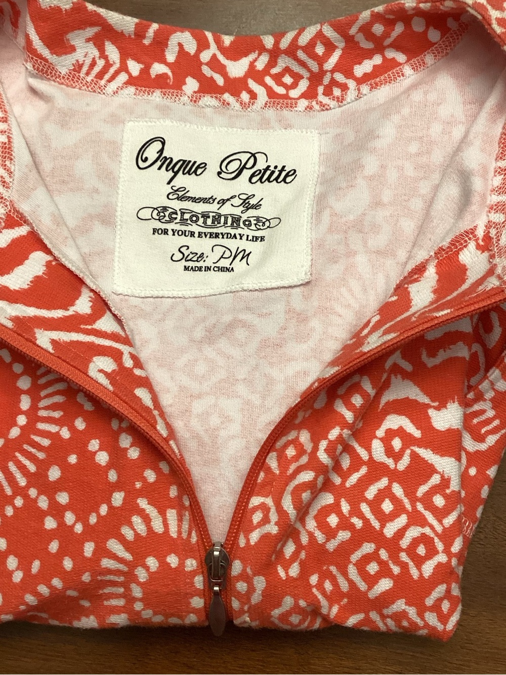 Onque Petite Elements of Style Clothing Ladies Orange/White Zip Jacket Size PM - Picture 2 of 11